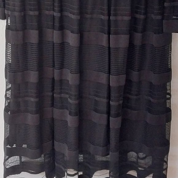 M.S.S.P. Max Studio Mesh Stripe Dress with Smocking and Flare Sleeves - Picture 5 of 9